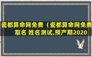 瓷都算命网免费（瓷都算命网免费取名 姓名测试,预产期2020年十月二十号）